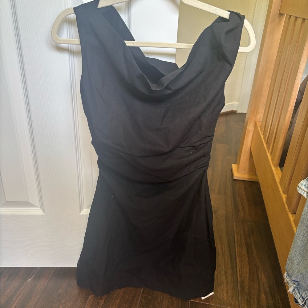 Elegant Black linen Sleeveless Dress